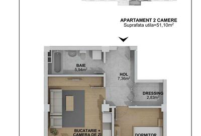 Apartament cu 2 camere decomandat în Aronești - 4