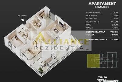 Apartament cu 2 camere decomandat în Central