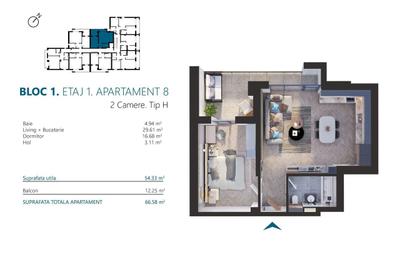 Apartament cu 2 camere în Circumvalațiunii - 3