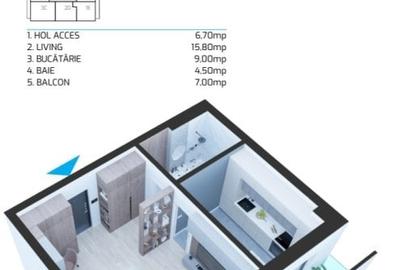 APARTAMENT CU O CAMERA, POTRIIVIT PENTRU INVESTITII, NICOLINA LA BULEVARD - 5
