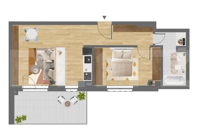 Apartament cu 2 camere semidecomandat în Dâmbul Rotund - 1