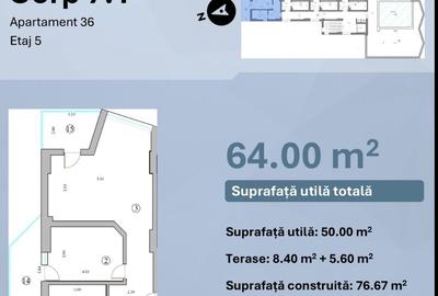 Apartament cu 2 camere în Nord - 8