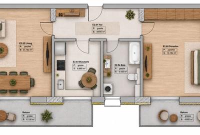 Apartament cu 2 camere în Tomis Plus - 12