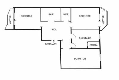 Apartament cu 3 camere decomandat în Mărăști