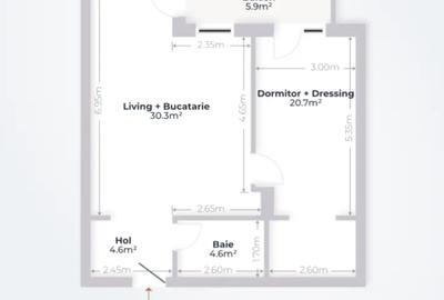 Apartament cu 2 camere semidecomandat în Pipera - 5