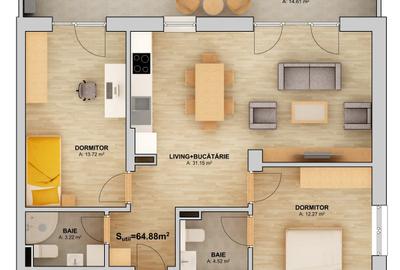 Intabulat - Ap. cu 3 camere finisat la cheie, Orhideea Exclusiv Living Sibiu Intabulat - Ap. cu 3 camere finisat la cheie, Orhideea Exclusiv Living Sibiu - 2