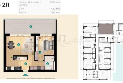 Apartament cu 2 camere decomandat, mobilat în Pipera