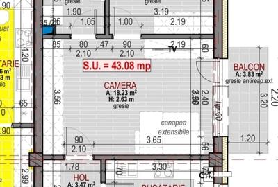 Apartament 2 camere, finisat, 43 mp, Zona Terra