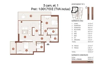 Apartament cu 3 camere decomandat în Floreasca - 11