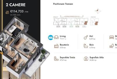 Apartament 2 camere,67.49 mp,bloc nou,zona Nicolina Selgros - 2