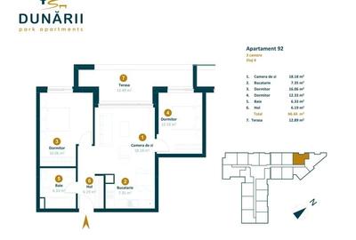 Apartament 3 camere, constructie noua, strada Dunarii - 2