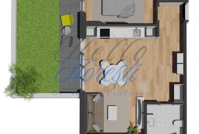 Apartament de 2 camere, finisat, cu gradina, zona VIVO
