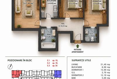 Apartament cu 3 camere decomandat în Ghencea - 3