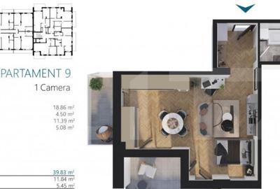 Apartament o camera, 40 mp, etajul 2, Zona Elite