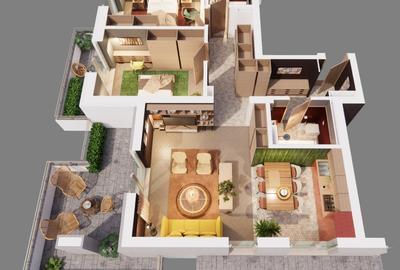 Apartament cu 3 camere decomandat în Romanești - 2