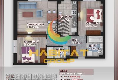 Pallady, apartament cu 3 camere, decomandat, 2 bai, 79.55 mp - 8