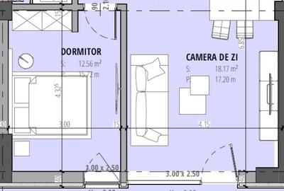 Apartament spatios de tip Studio dublu Campus  - tereasa 20 mp - 2