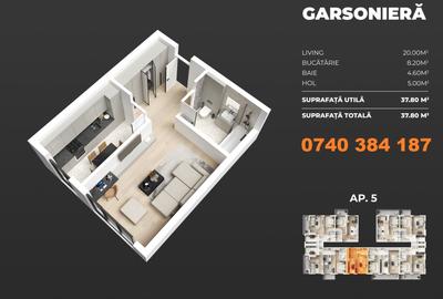 Garsoniera moderna 37.80 mp - Bloc Nou - METROU BERCENI 3 min - 2