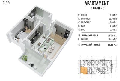Apartament cu 2 camere decomandat în Berceni