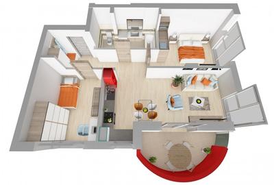 Apartament cu 3 camere semidecomandat în Decebal