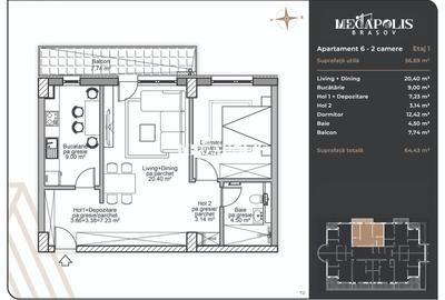 Apartament 2 camere | Coresi | Platǎ Tranșe | Credit - 3