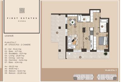 Apartament cu 2 camere si terasa generoasa - 2