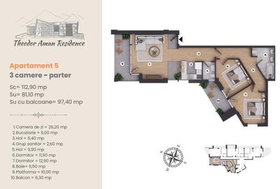 Apartament cu 3 camere semidecomandat în Furnica - 6