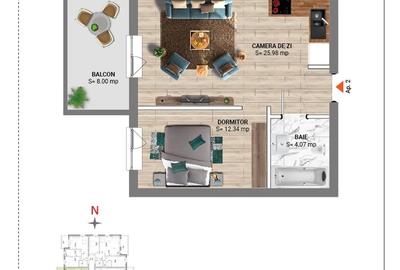 Apartament cu 2 camere semidecomandat în Nord - 1