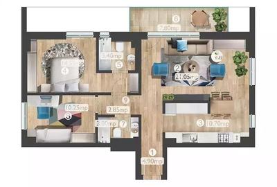 Apartament cu 3 camere decomandat în Central