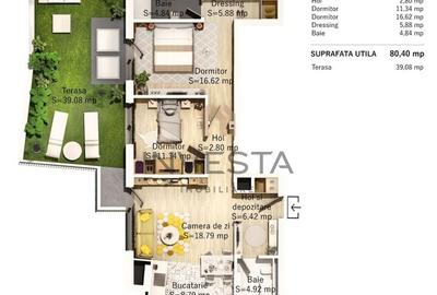 Apartament 80 mp cu terasa in zona centrala - 2