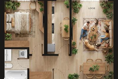 Apartament cu 2 camere decomandat în Chiajna