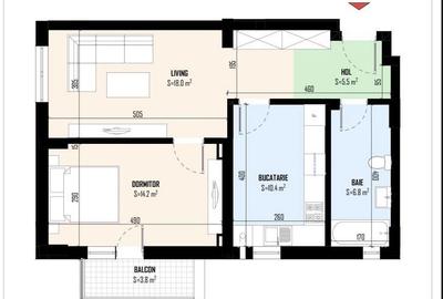 Apartament cu 2 camere decomandat în Sud - 1