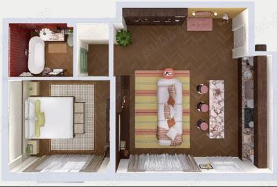 Studio nou 42.5 mp mobilat utilat - 4