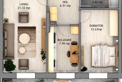 Ap 2 camere dec 54mp utili balcon 13mp Orhideea D-na Mall Selimbar. Ap 2 camere dec 54mp utili balcon 13mp Orhideea D-na Mall Selimbar. - 7