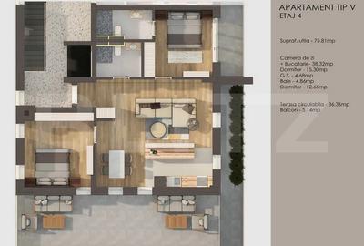 Apartament 3 camere, finisaje premium , terasa 36mp, Tractorul - 4
