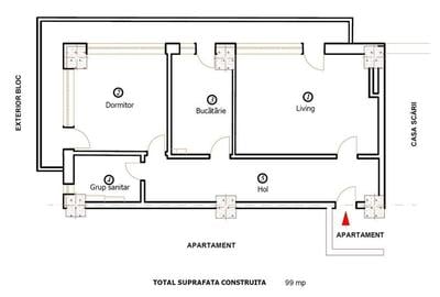 Unirii - apartament chirie 2 camere 75mp utili - bloc nou - modern - 14