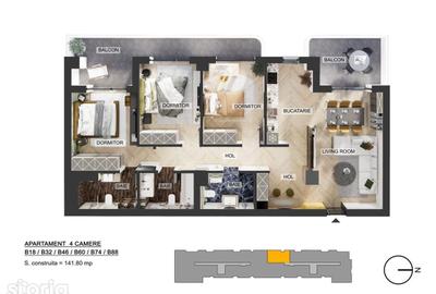 Apartament cu 4 camere în Central