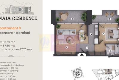 Apartament de Lux cu 2 camere de vanzare in Sinaia, Ap 3 - 1