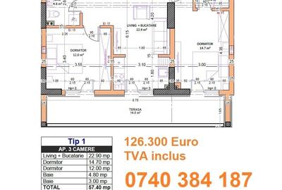 Apartament cu 3 camere semidecomandat în Central - 2