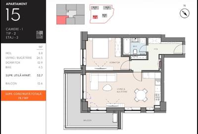 Apartament cu 2 camere semidecomandat în Faleza Nord - 2