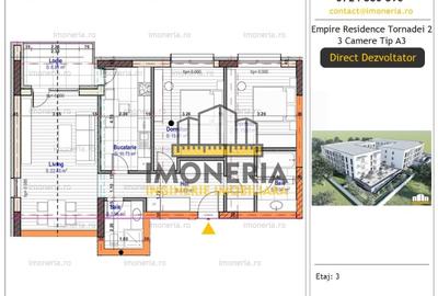 Oferta – Bloc nou Empire Tornadei 2 – Comision 0% – 3 camere spatioase, 88 mp - 2
