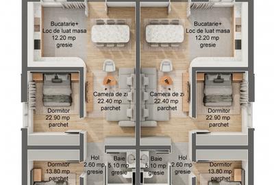 Duplex cu 3 camere cu Canalizare în Moșnița Veche