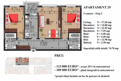 Apartament cu 3 camere decomandat în Mihai Bravu