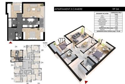 Apartament cu 3 camere în Sud - 16