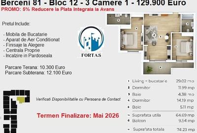 Ultima unitate! 3 camere, etaj intermediar! Metrou la 7 minute! - 3