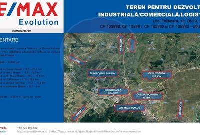 DE VANZARE| Teren industrial 59,600mp Feldioara / DN 13 0% COMISION! - 2
