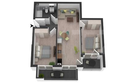 Apartament de 3 camere, 58 mp, terasa 13mp, Apahida