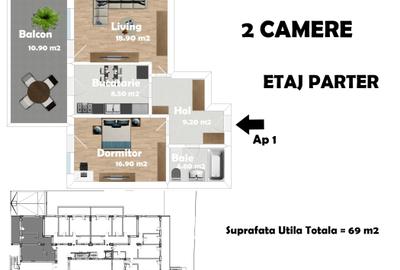 Apartament cu 2 camere decomandat în Decebal