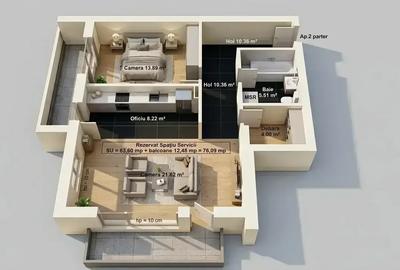 Apartament cu 3 camere semidecomandat în Tudor Vladimirescu - 3