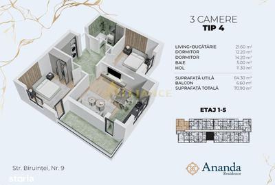 Apartament cu 3 camere în Central - 2
